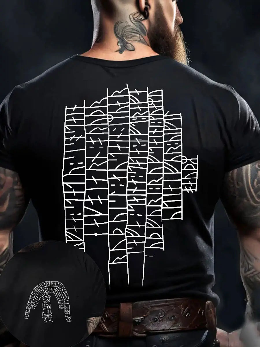 Herren Viking Style Authentisches Gotland Runes tone Norse Rune Bedrucktes T-Shirt zartstils