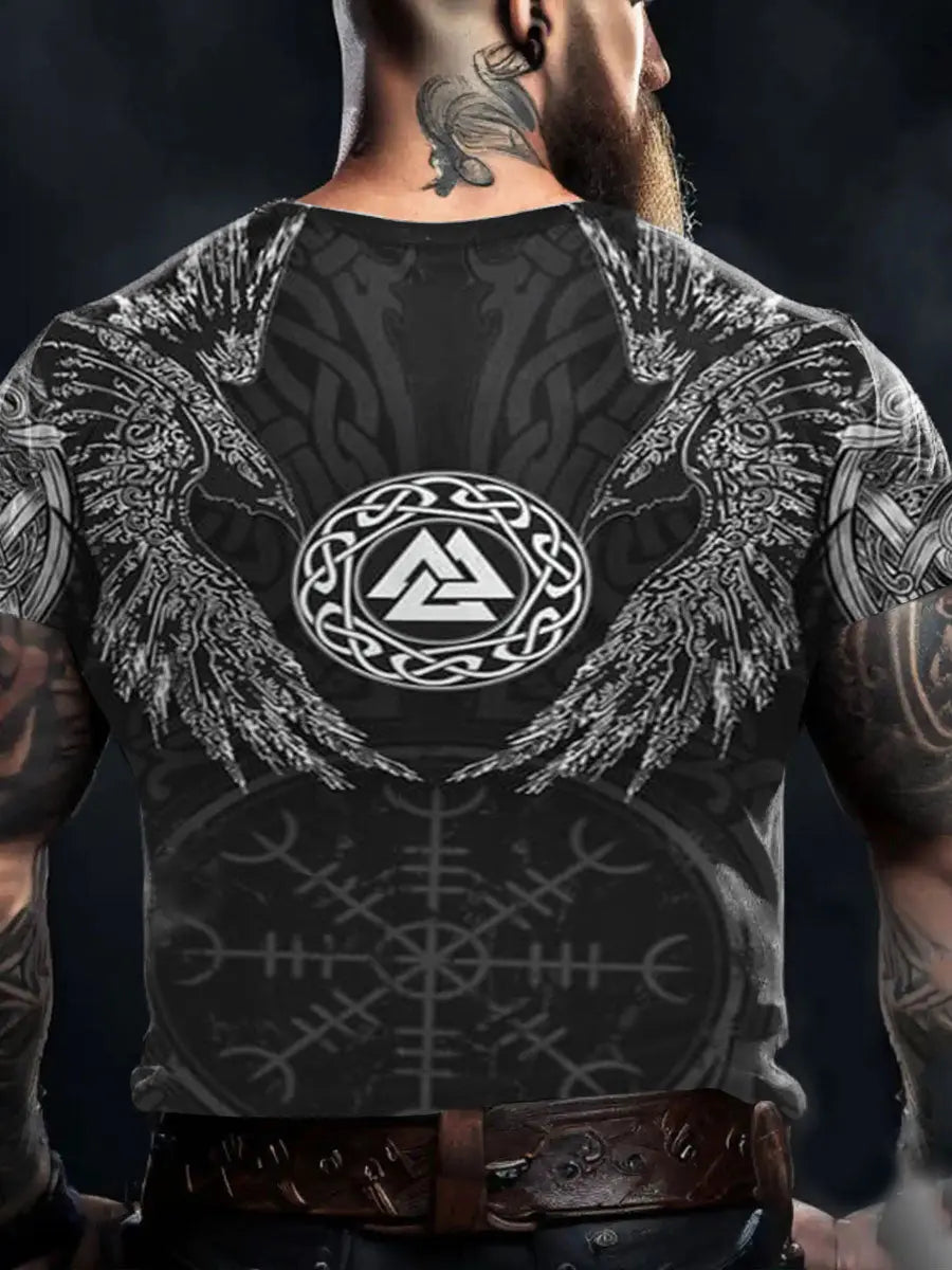 Herren Viking Style Vegvísir & Raben Bedrucktes T-Shirt zartstils