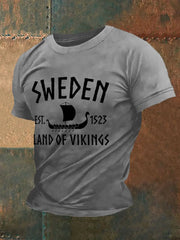 Herren Retro Schweden Land der Wikinger Casual T-Shirt zartstils
