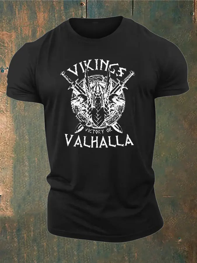 Herren Viking Style Val halla Bedrucktes T-Shirt zartstils