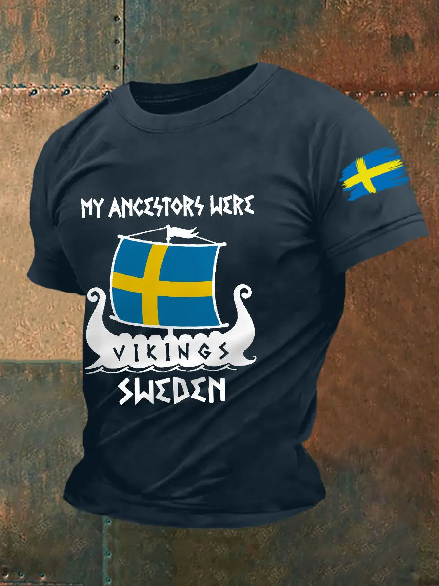 Herren Retro Meine Vorfahren waren Viking Sweden Casual T-Shirt zartstils