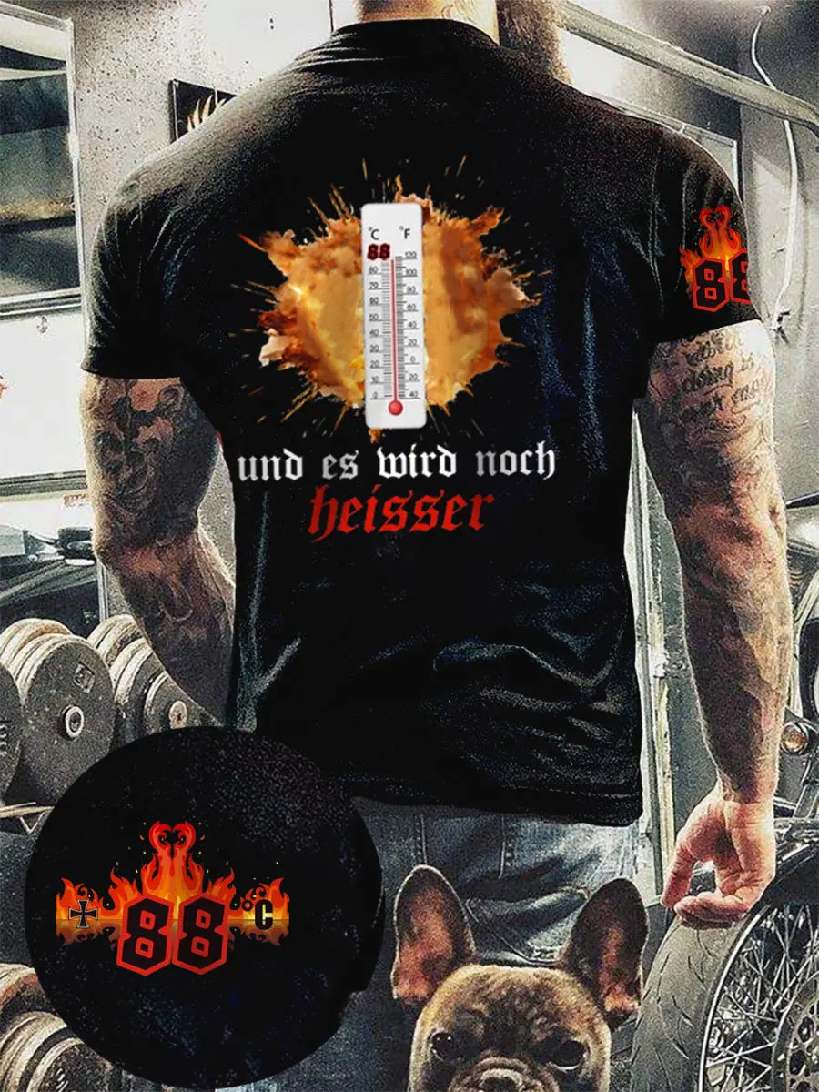 Herren 88 Grad und es wird noch Heisser bedrucktes Kurzarm-T-Shirt zartstils