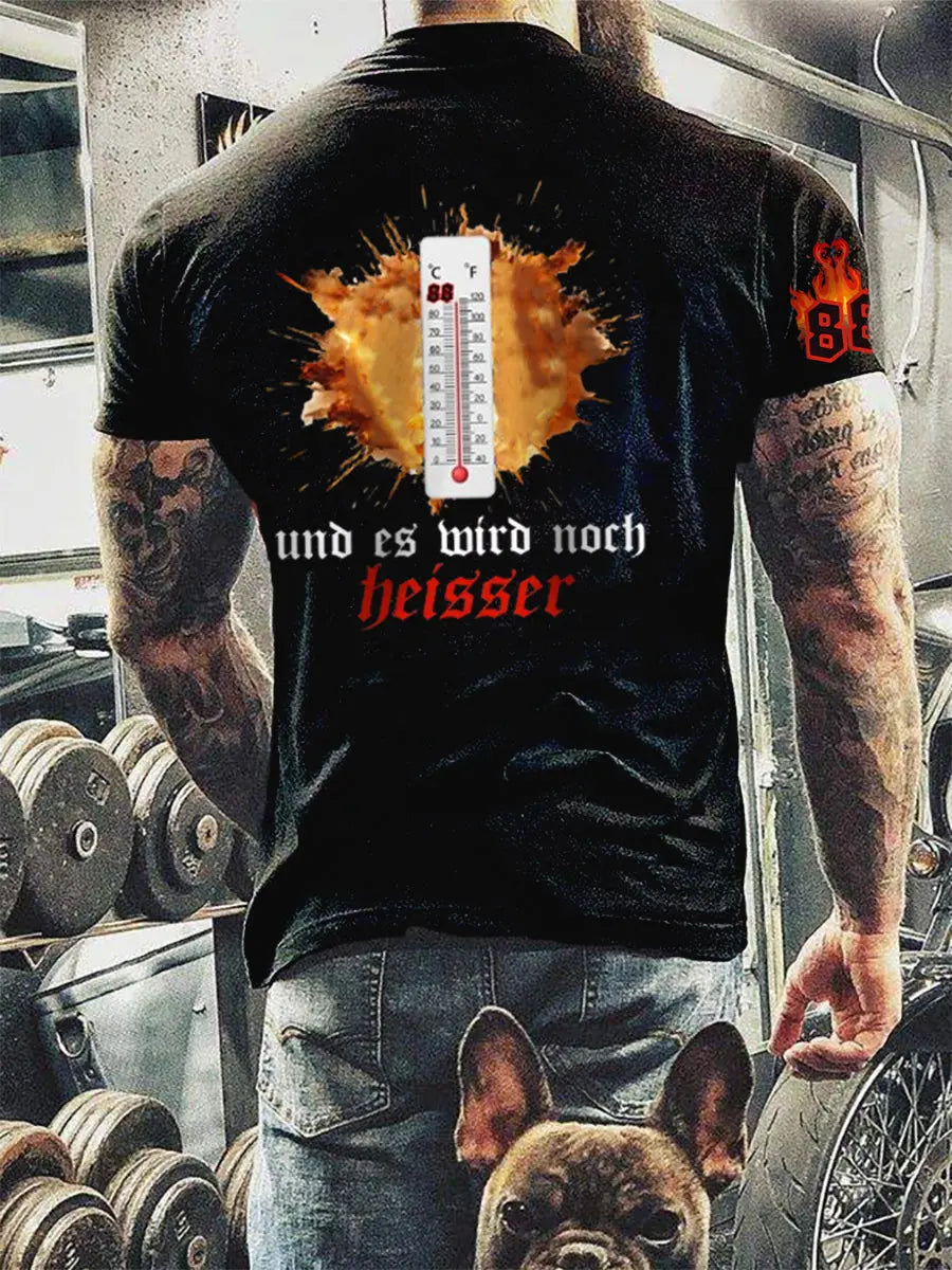 Herren 88 Grad und es wird noch Heisser bedrucktes Kurzarm-T-Shirt zartstils