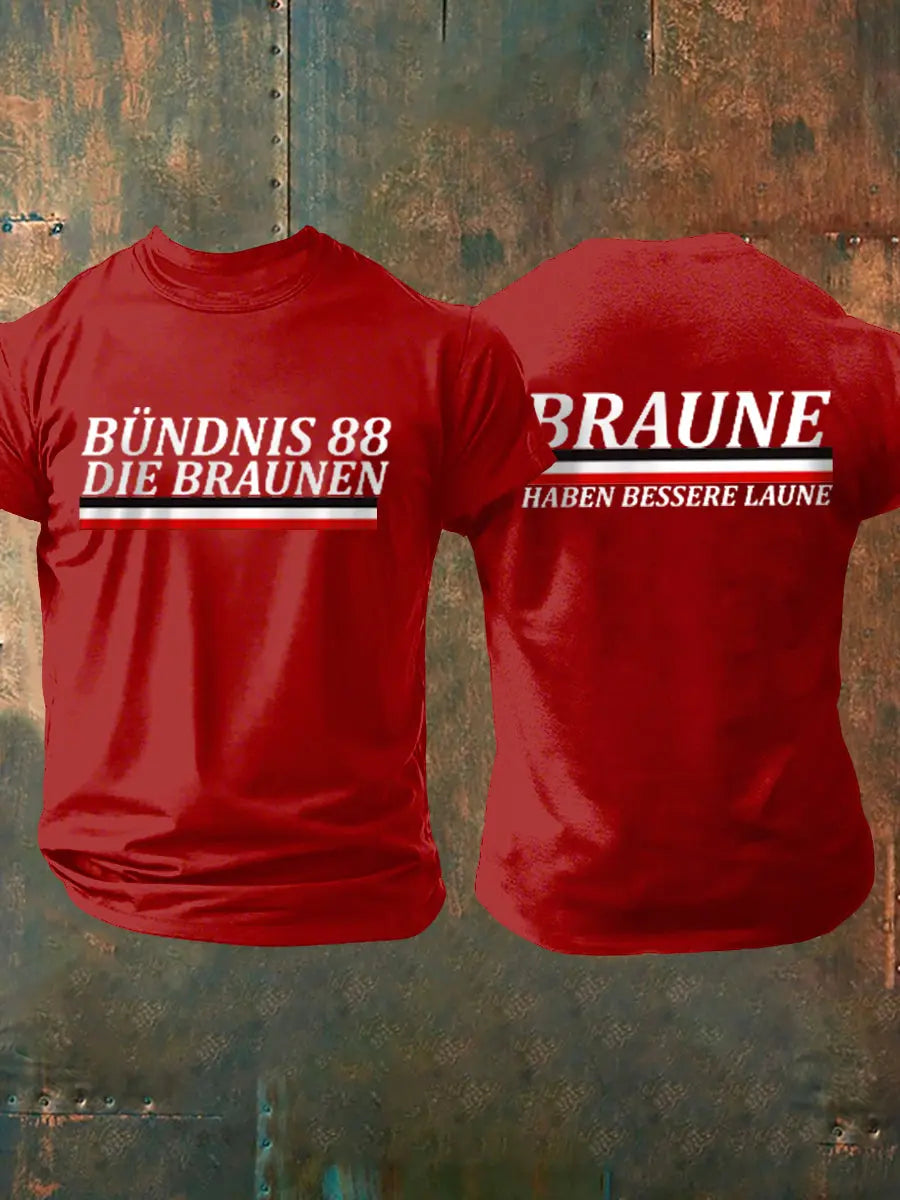 Kurz ärmel iges T-Shirt für Herren ohne Sonne braun bedruckt zartstils