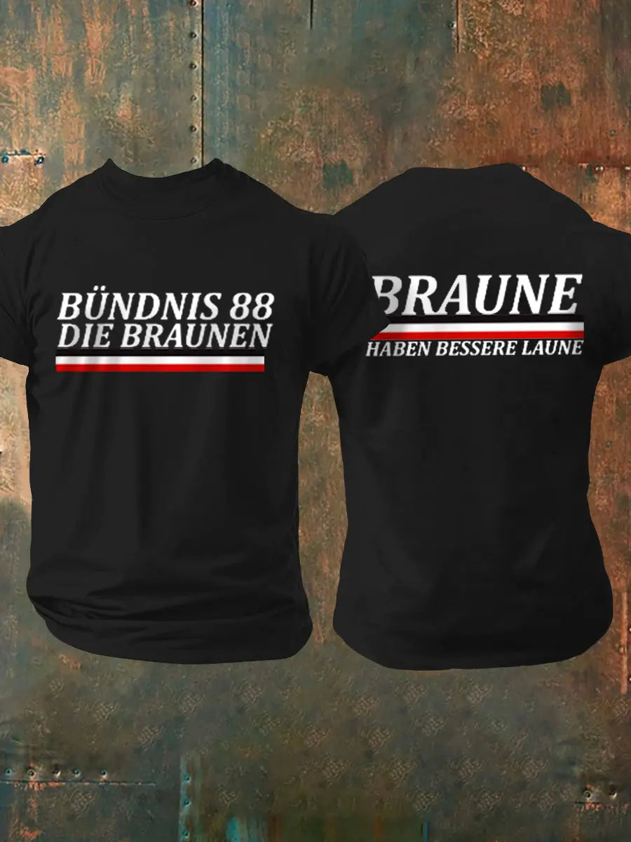 Kurz ärmel iges T-Shirt für Herren ohne Sonne braun bedruckt zartstils