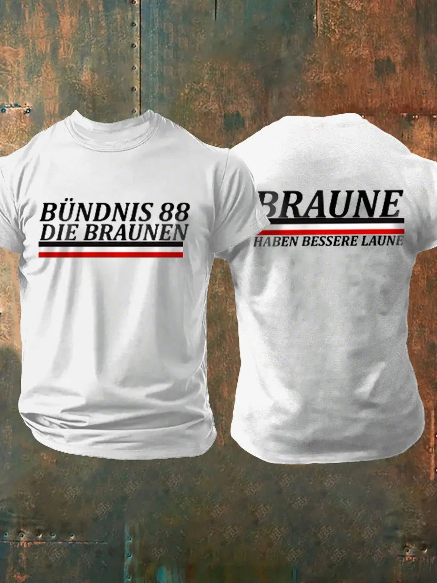 Kurz ärmel iges T-Shirt für Herren ohne Sonne braun bedruckt zartstils