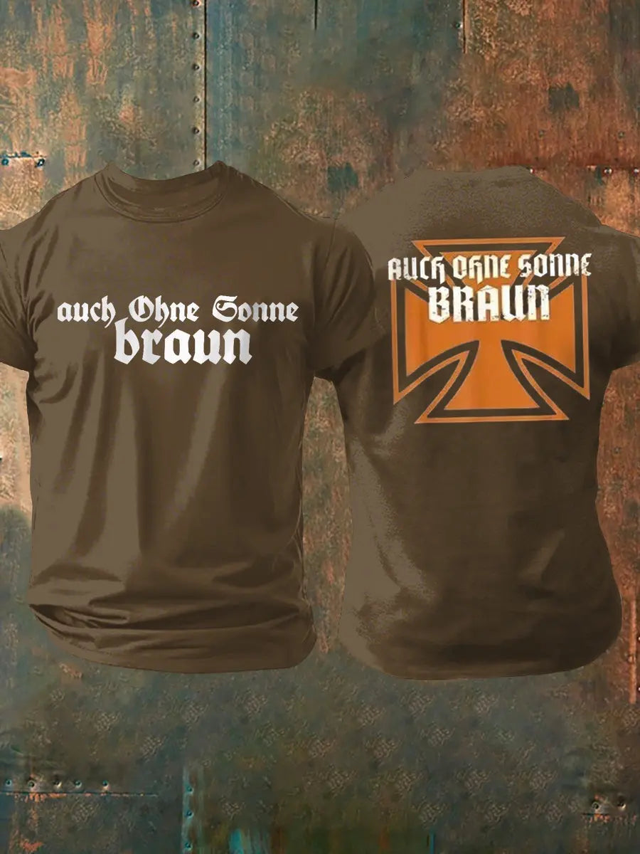 Männer Auch ohne Sonne braun bedrucktes Kurzarm-T-Shirt zartstils
