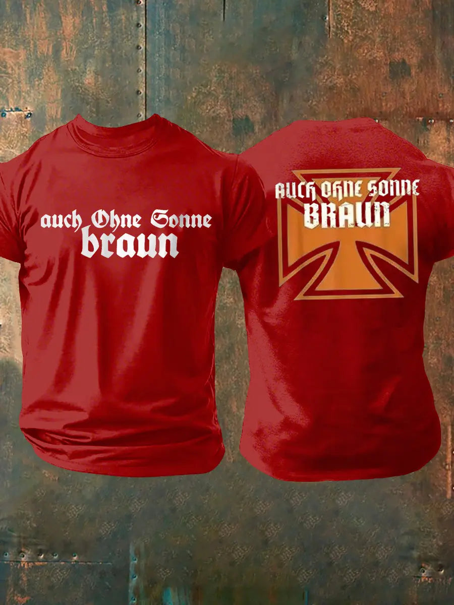 Männer Auch ohne Sonne braun bedrucktes Kurzarm-T-Shirt zartstils