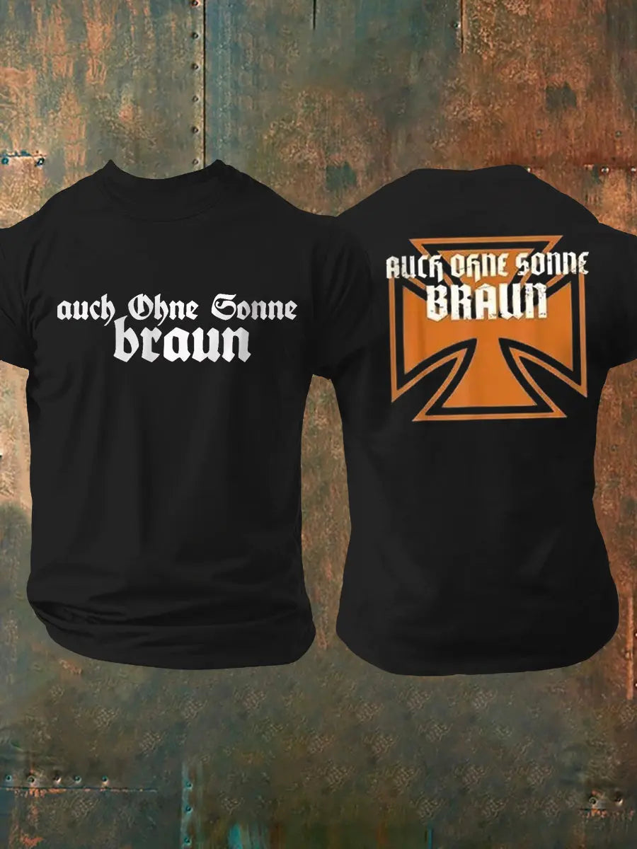 Männer Auch ohne Sonne braun bedrucktes Kurzarm-T-Shirt zartstils