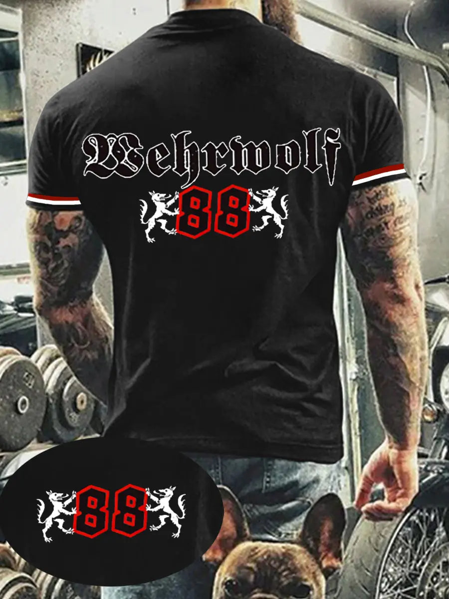 Herren Loses Basic V-Ausschnitt bedrucktes Kurzarm-T-Shirt zartstils