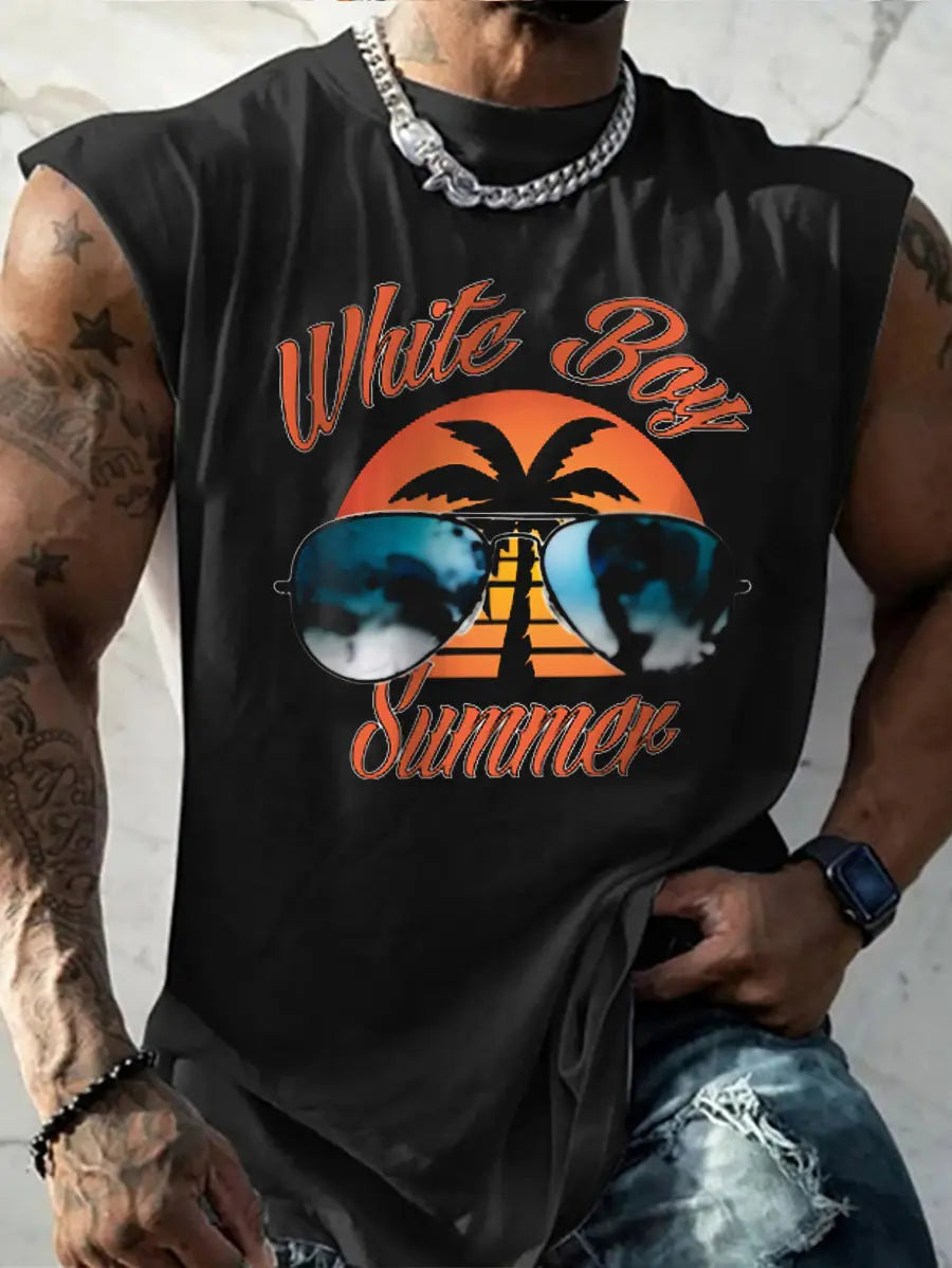 Herren Weißer Junge Sommer bedruckte Weste zartstils