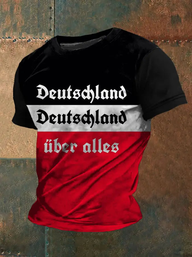 Männer Deutschland über Alles bedrucktes Kurzarm-T-Shirt zartstils