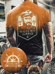 Männer weißer Junge Sommer bedrucktes Kurzarm-T-Shirt zartstils
