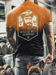 Männer weißer Junge Sommer bedrucktes Kurzarm-T-Shirt zartstils