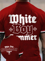 Männer weißer Junge Sommer bedrucktes Kurzarm-T-Shirt zartstils