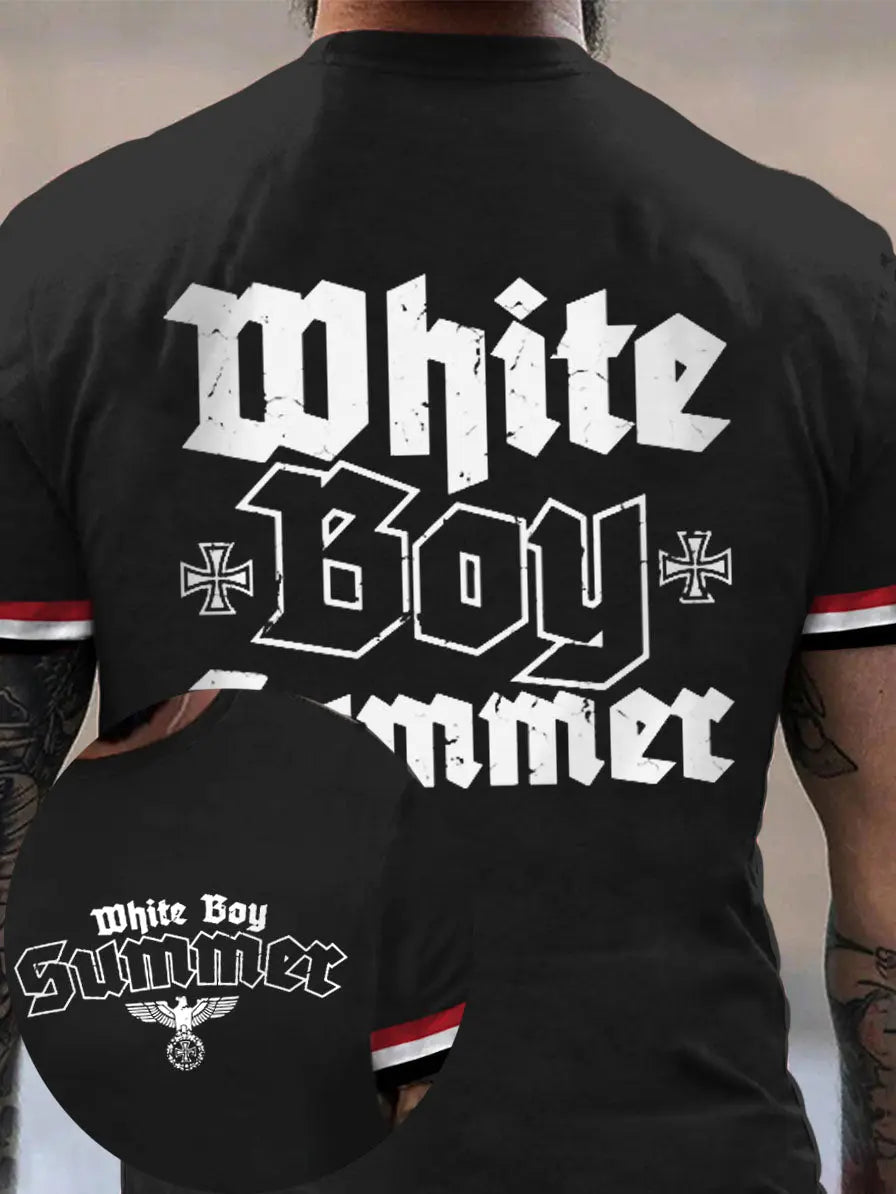 Männer weißer Junge Sommer bedrucktes Kurzarm-T-Shirt zartstils
