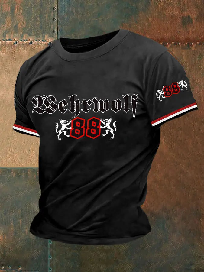 Herren-T-Shirt Werwolf 88 bedrucktes Kurzarm zartstils