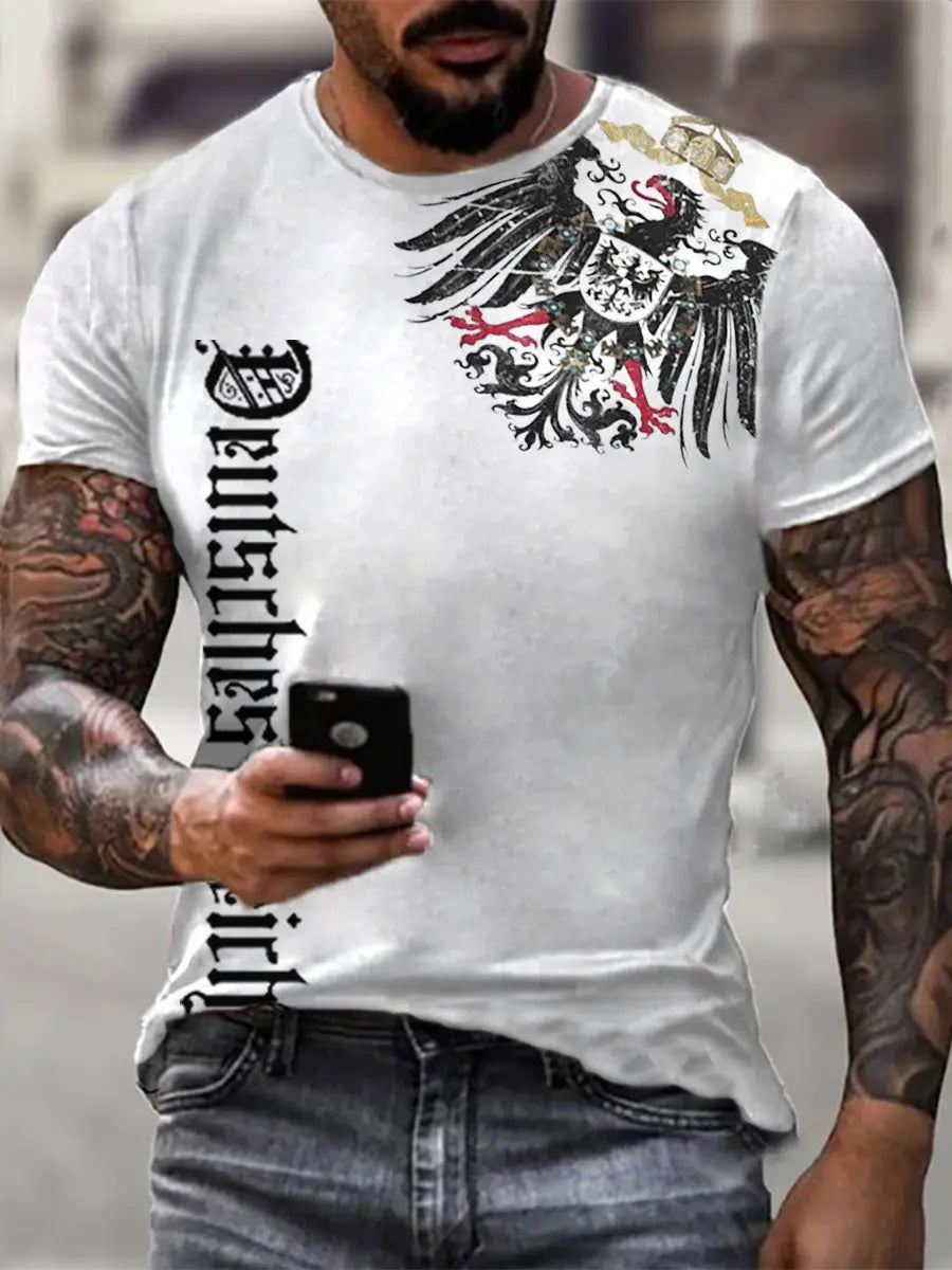 Deutsches Reich bedrucktes Kurzarm-T-Shirt für Männer zartstils