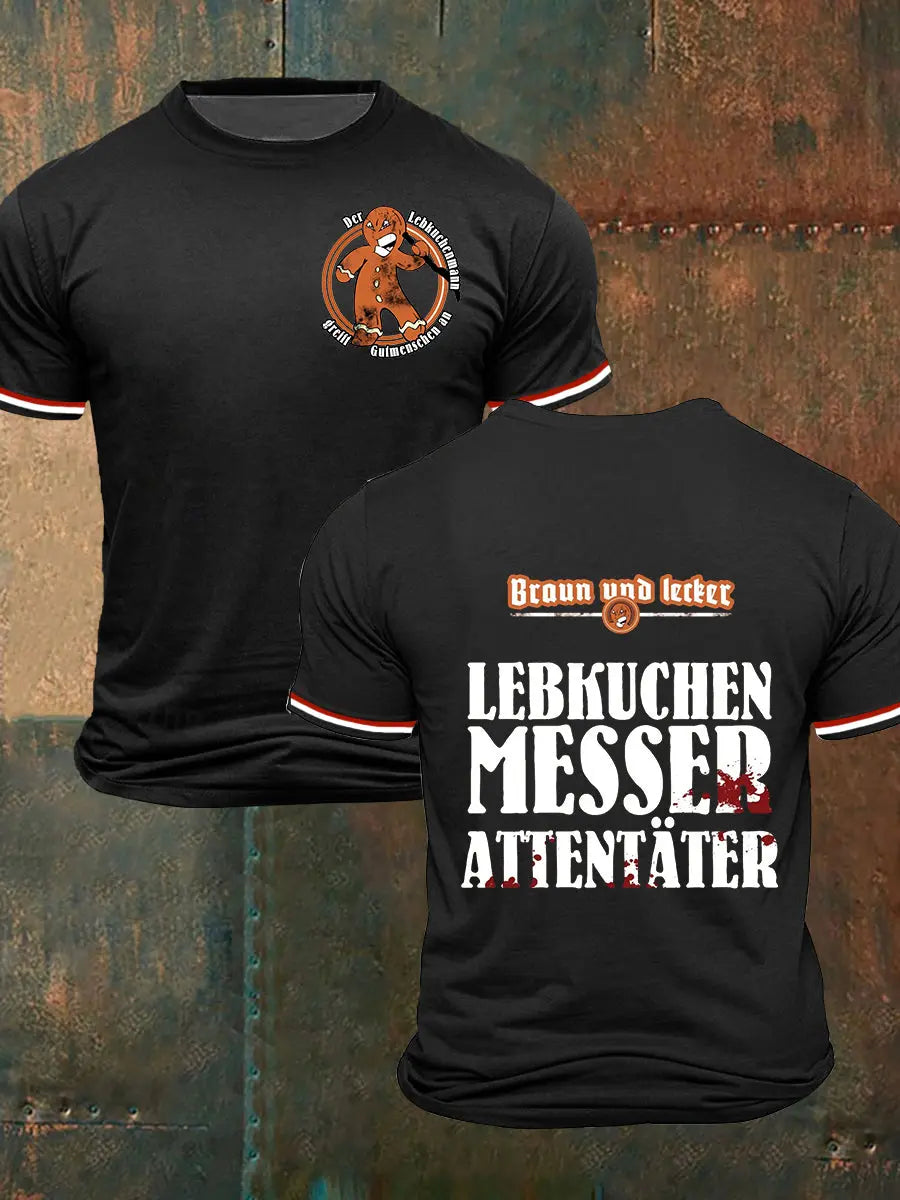 Herren Loses Basic V-Ausschnitt bedrucktes Kurzarm-T-Shirt zartstils