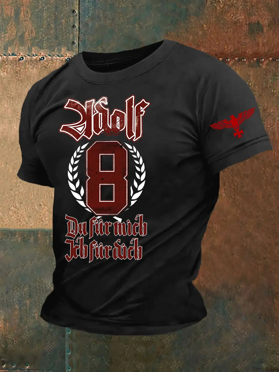 Herren Adolf Du Für Mich Ich Für Dich Bedrucktes Kurzarm-T-Shirt zartstils
