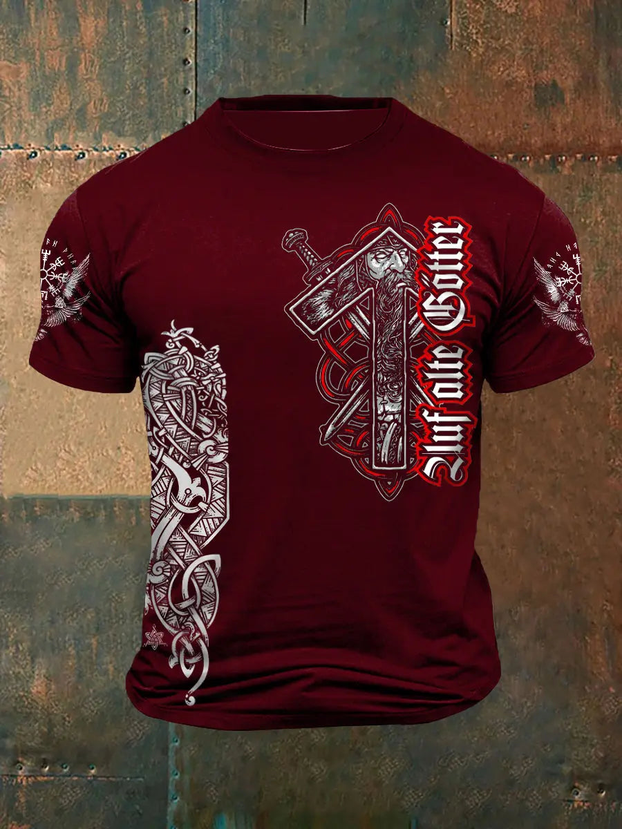 Herren Viking bedrucktes Kurzarm-T-Shirt zartstils