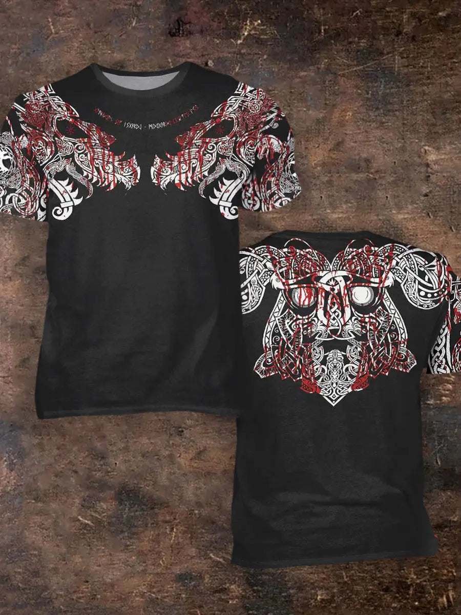 Herren Viking bedrucktes Kurzarm-T-Shirt zartstils