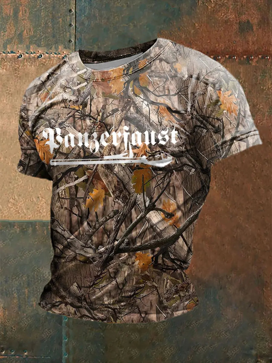 Männer Panzerfaust bedrucktes Kurzarm-T-Shirt zartstils