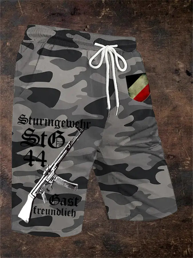 Herren MG42 Maschinen gewehr bedruckte Shorts zartstils