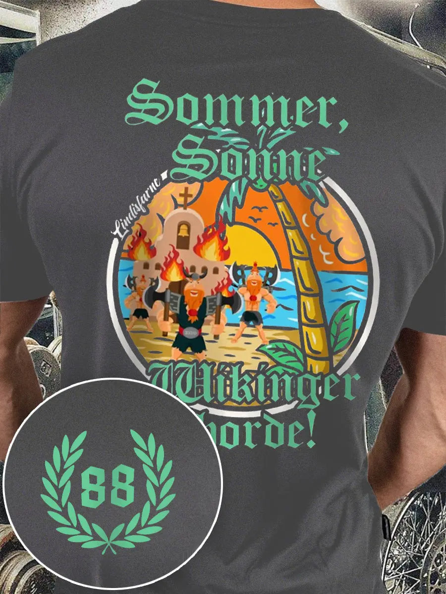 Sommer Sonne Wikinger bedrucktes Kurzarm-T-Shirt für Männer zartstils