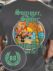 Sommer Sonne Wikinger bedrucktes Kurzarm-T-Shirt für Männer zartstils