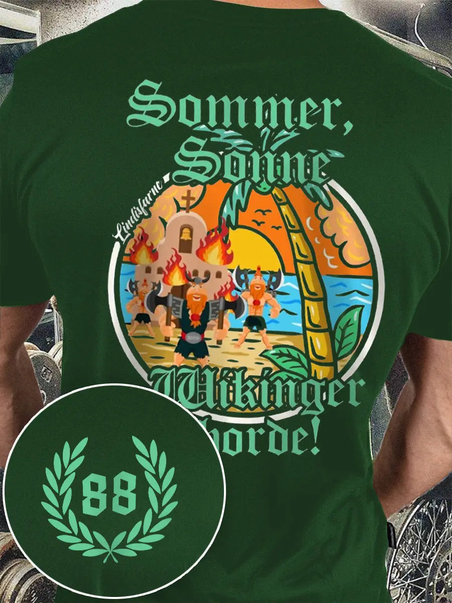 Sommer Sonne Wikinger bedrucktes Kurzarm-T-Shirt für Männer zartstils