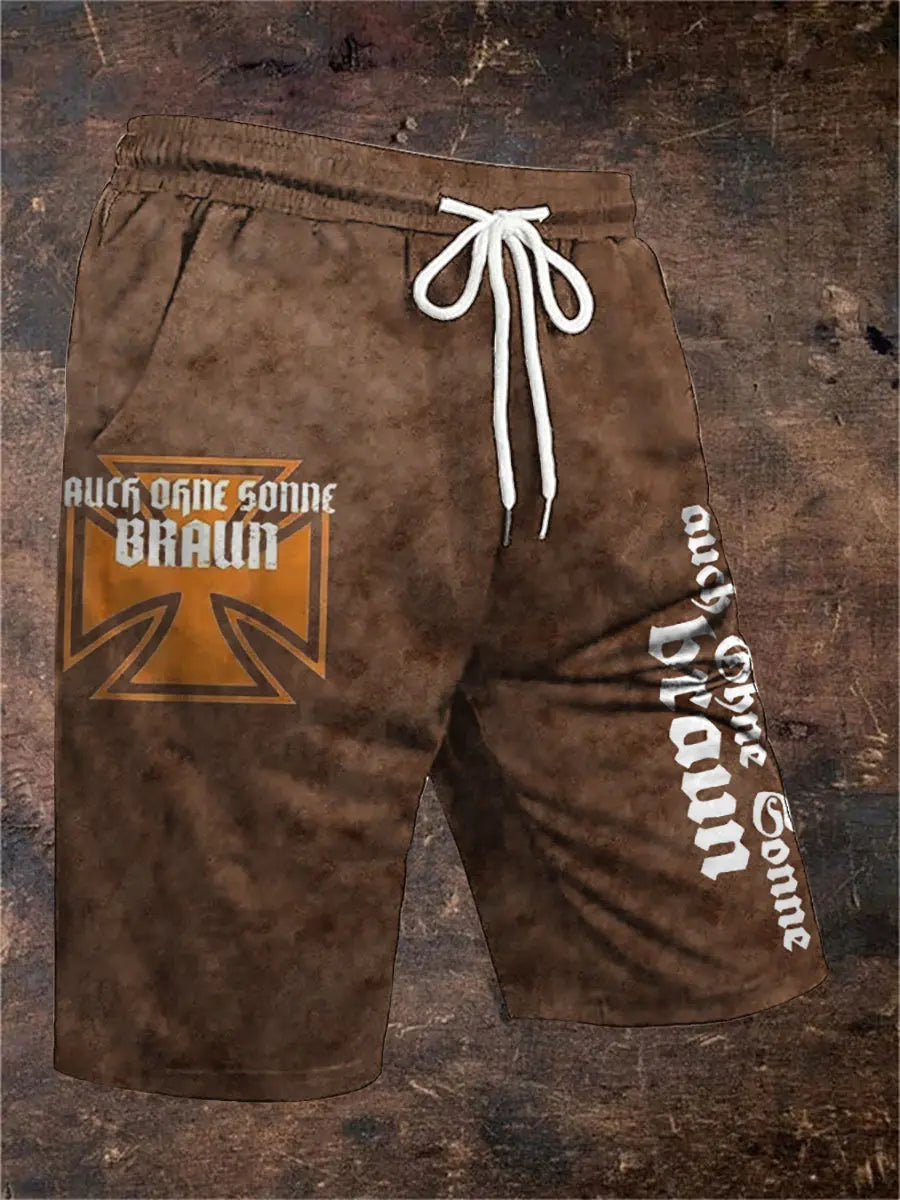 Männer Auch ohne Sonne braun Print Shorts zartstils