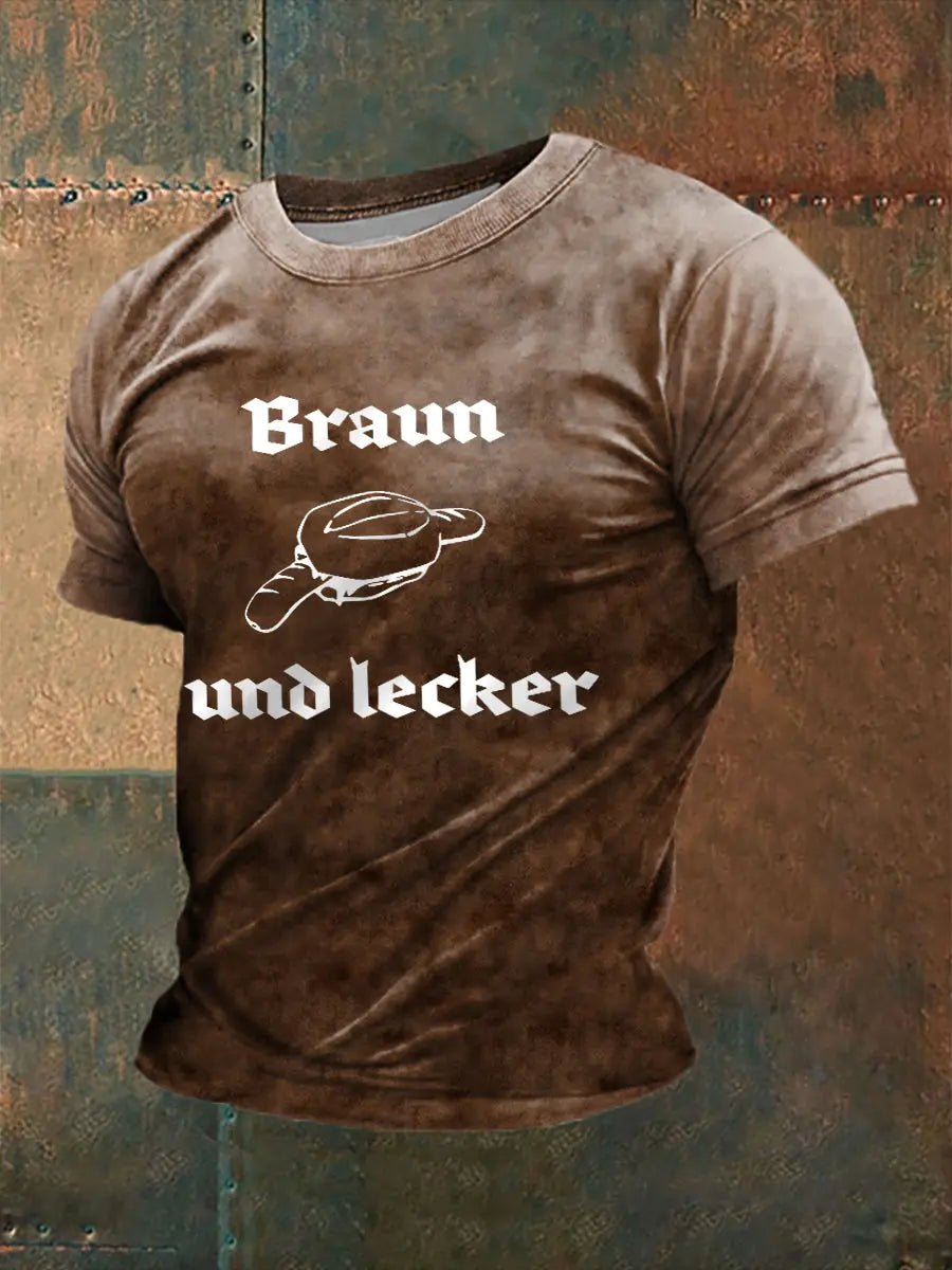 Herren Braun und Lecker bedrucktes Kurzarm-T-Shirt zartstils