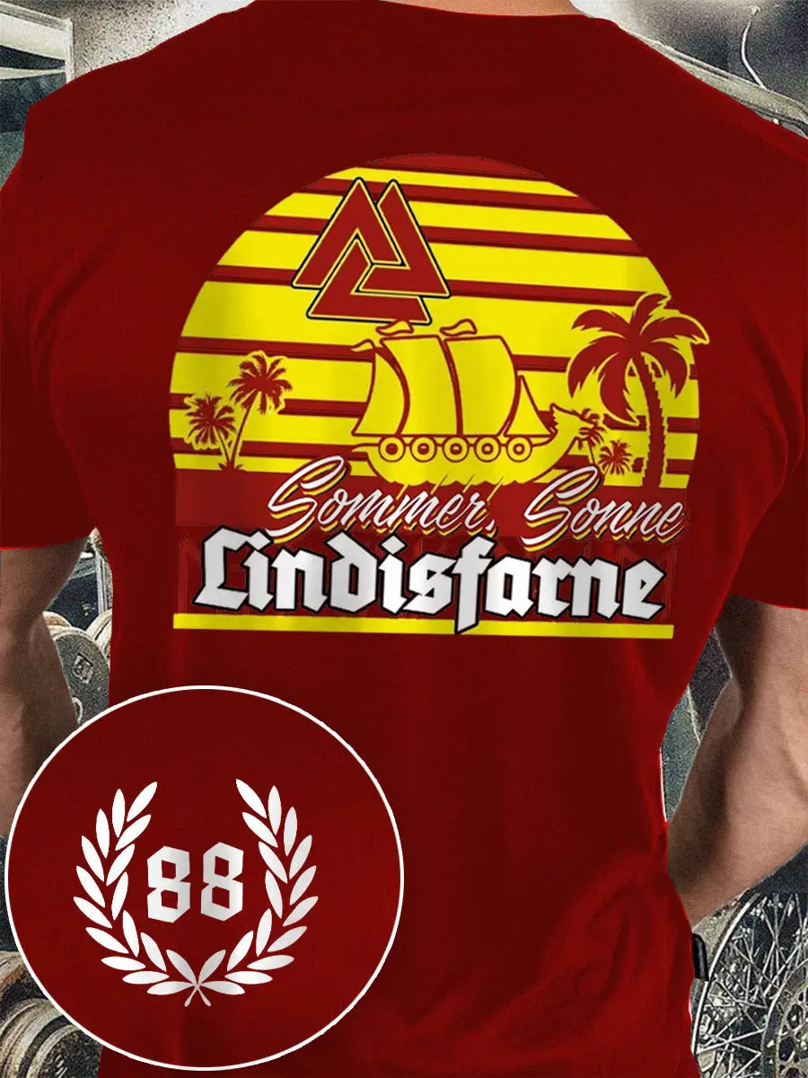 Herren Sommer Sonne 88 bedrucktes Kurzarm-T-Shirt zartstils