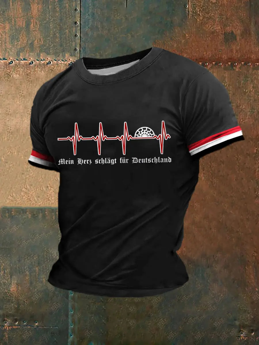 Herren Mein Herz schlägt für Deutschland bedrucktes Kurzarm-T-Shirt zartstils