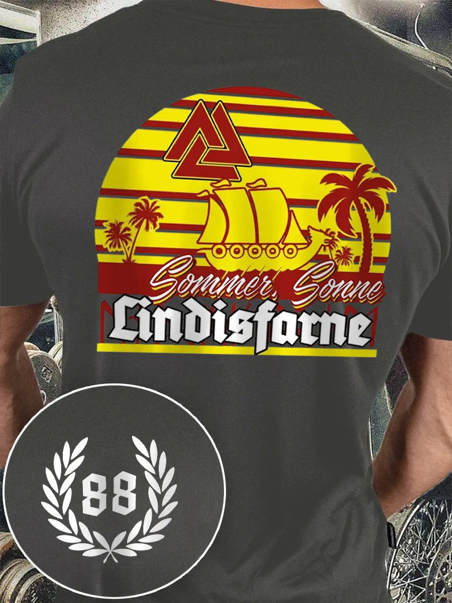 Herren Sommer Sonne 88 bedrucktes Kurzarm-T-Shirt zartstils