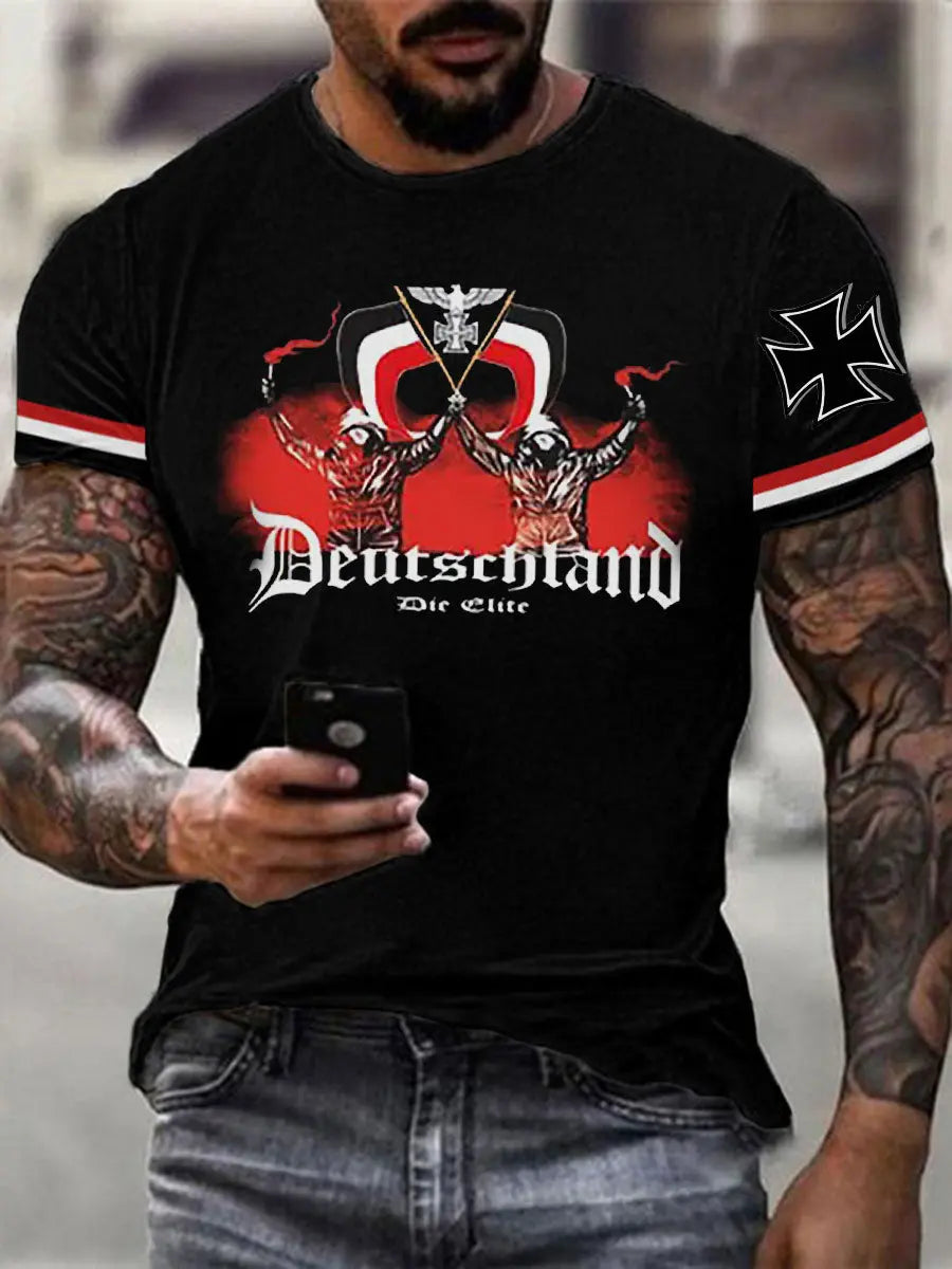 Herren Deutschland Reichs adler Ewige Treue T-Shirt mit kurzen Ärmeln zartstils