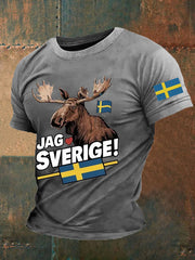 Men's I Love Sweden Alces Tryckt T-shirt