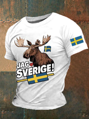 Men's I Love Sweden Alces Tryckt T-shirt