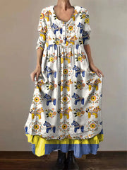 Damens Sverige Dala Hästar Tryckt klänning zartstils