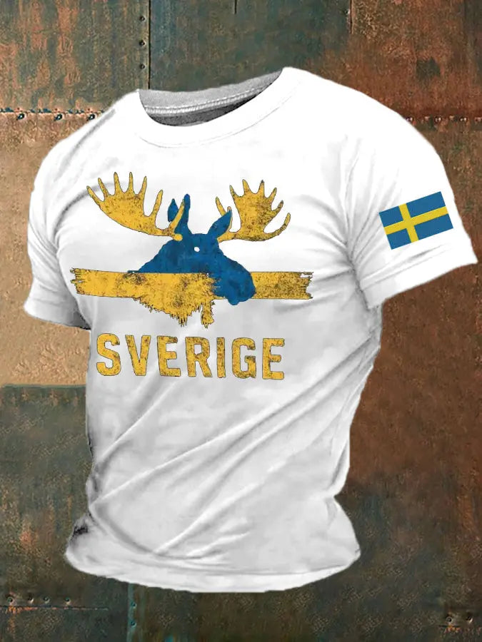 Mäns Sverige Alces Tryckt T-shirt zartstils