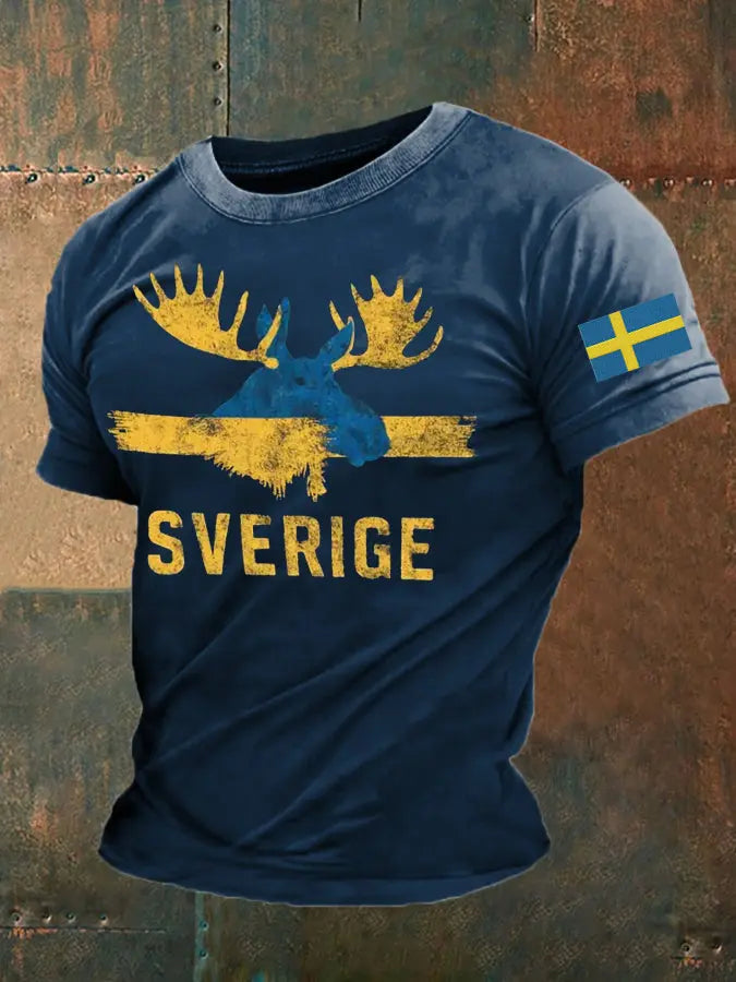 Mäns Sverige Alces Tryckt T-shirt zartstils