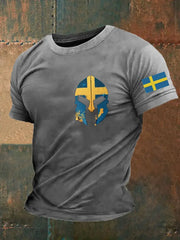 Herrens Sverige Viking Style Krigare Tryckt T-shirt zartstils