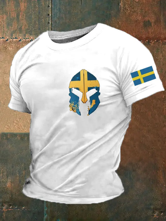 Herrens Sverige Viking Style Krigare Tryckt T-shirt zartstils