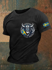 Mäns Sverige Viking Flagg Tryckt T-shirt zartstils
