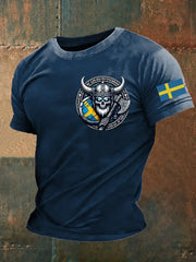 Mäns Sverige Viking Flagg Tryckt T-shirt zartstils