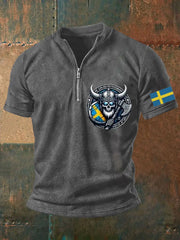 Herrens Sverige Viking Style Skull Tryckt topp zartstils