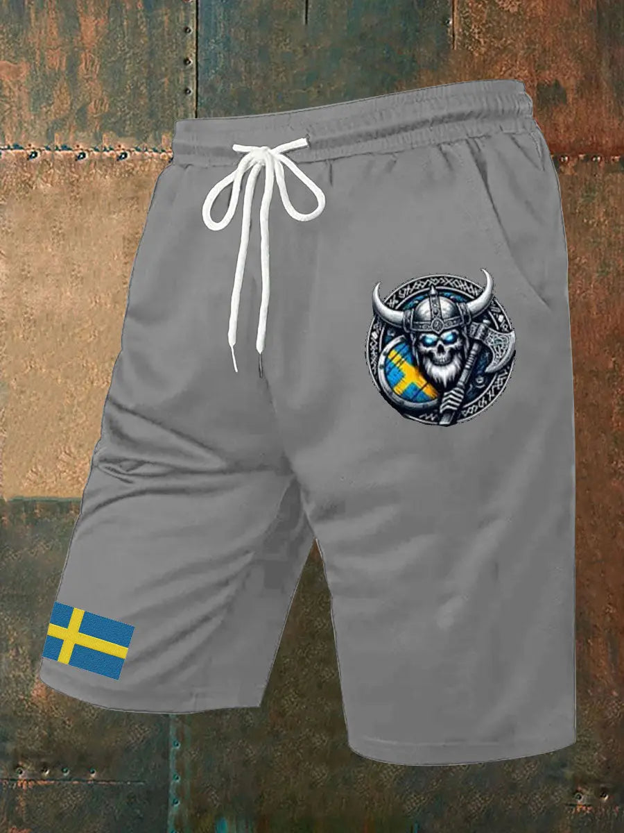 Mäns Sverige Viking Style Tryckta Shorts zartstils