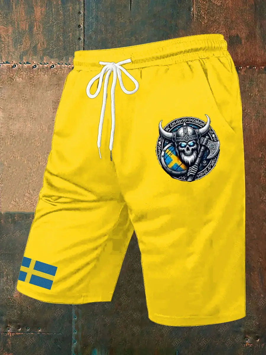 Mäns Sverige Viking Style Tryckta Shorts zartstils