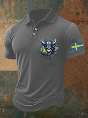 Mäns Sverige Viking Style Tryckt polo skjjorta zartstils